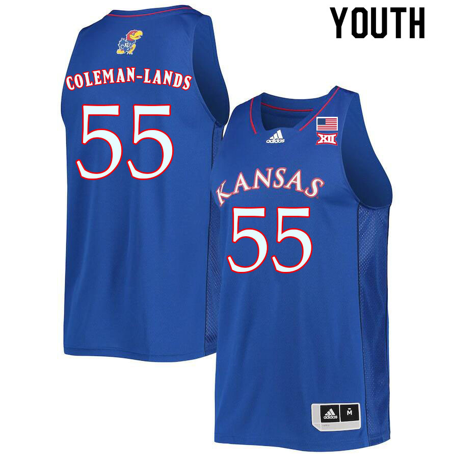 Youth #55 Jalen Coleman-Lands Kansas Jayhawks College Basketball Jerseys Sale-Royal